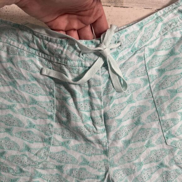VINEYARD VINES Teal Blue Pigment Fish Print Linen Shorts Sz 2 Mint Green LN $88 - Picture 4 of 15
